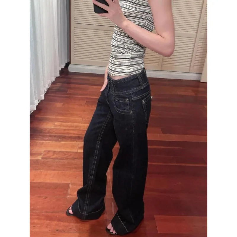 Women's High-Waisted Wide Leg Jeans – Relaxed Straight Denim Pants