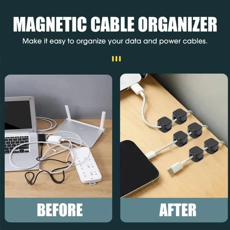 Magnetic Cable Organizer Clips – Adhesive Cord Holder for Desk & Home