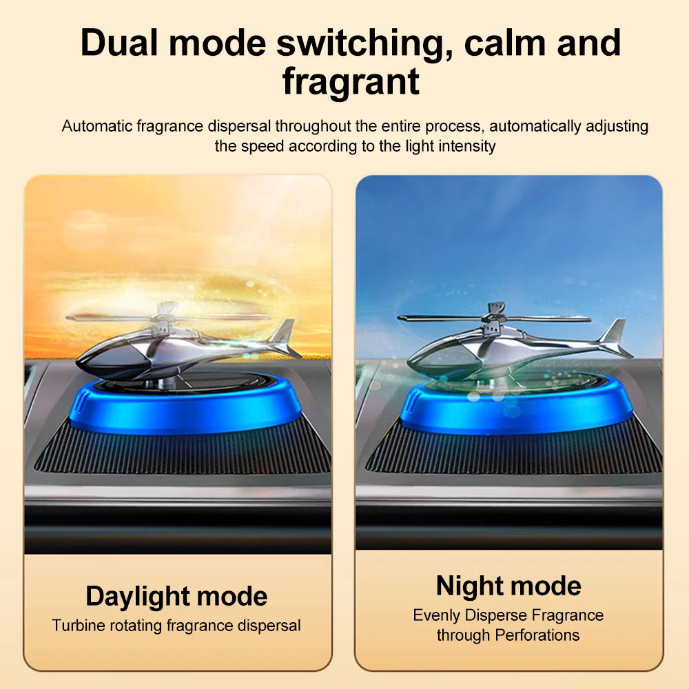 Solar-Powered Rotating Helicopter Car Air Freshener with Aromatherapy Diffuser