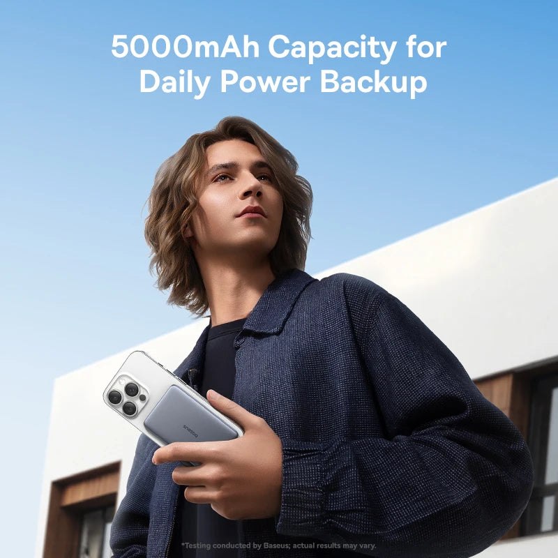 Baseus 5000mAh Magnetic Power Bank | 15W Wireless & 20W USB-C Fast Charging