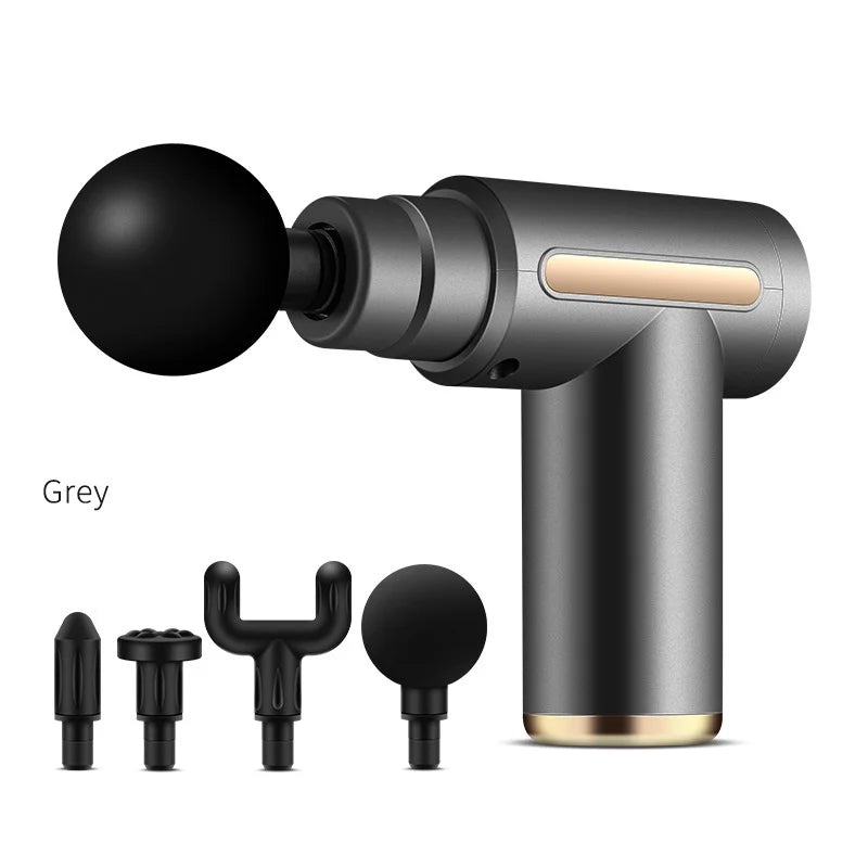 Portable Deep Tissue Massage Gun with 4 Interchangeable Heads – Rechargeable Muscle Massager for Neck, Back & Body