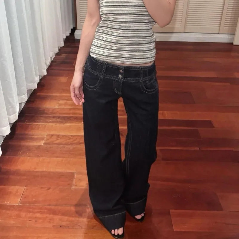 Women's High-Waisted Wide Leg Jeans – Relaxed Straight Denim Pants