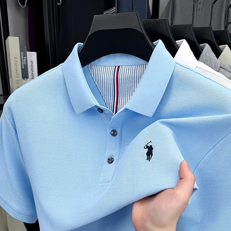 AURELLE Men's 100% Cotton Embroidered Polo Shirt – Classic Casual Style