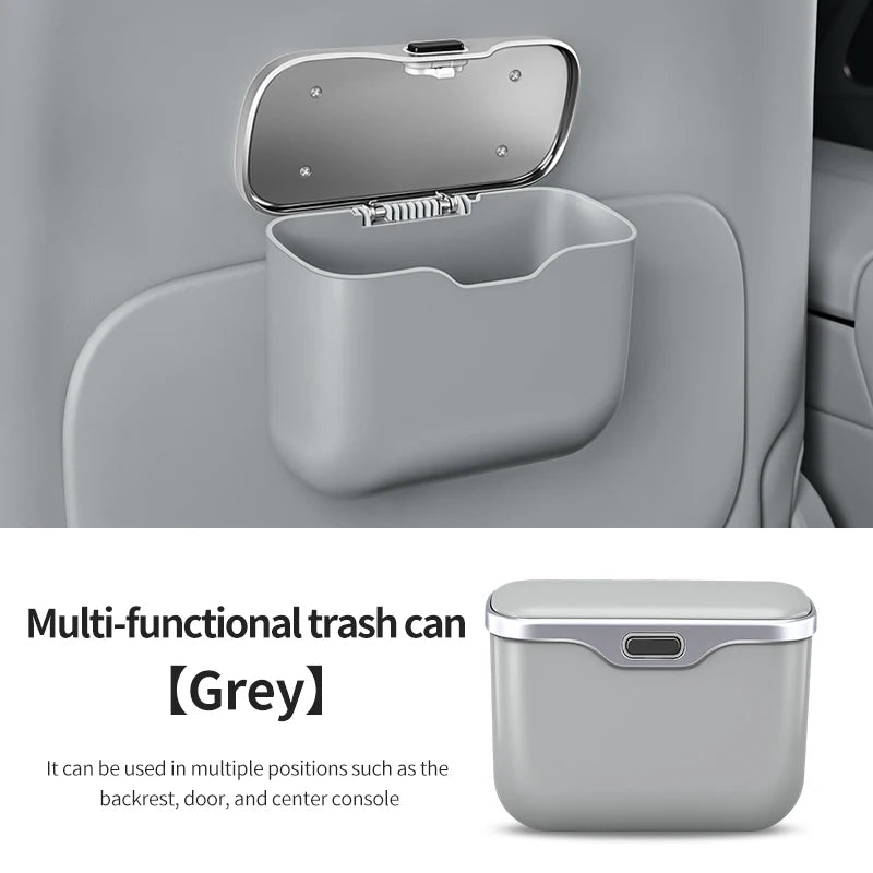 Multifunctional Car Trash Can with Lid – Hanging Leak-Resistant Storage Bin
