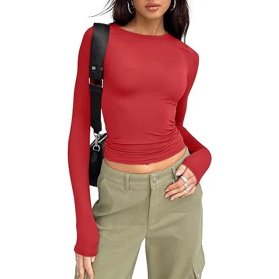 Women’s Long Sleeve Slim Fit Crew Neck Top