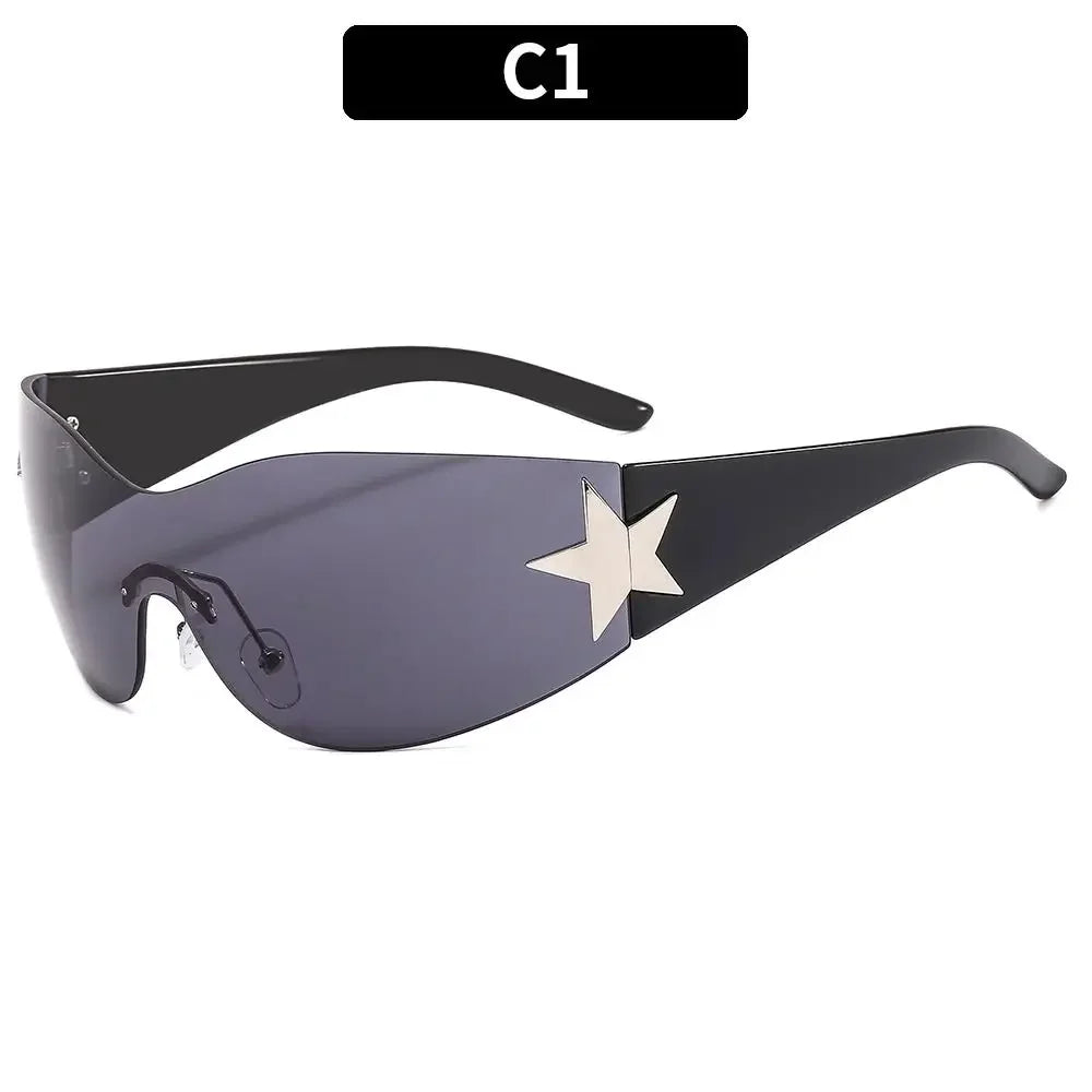 Y2K Rimless Wraparound Sunglasses – UV400 Shield Eyewear for Women & Men