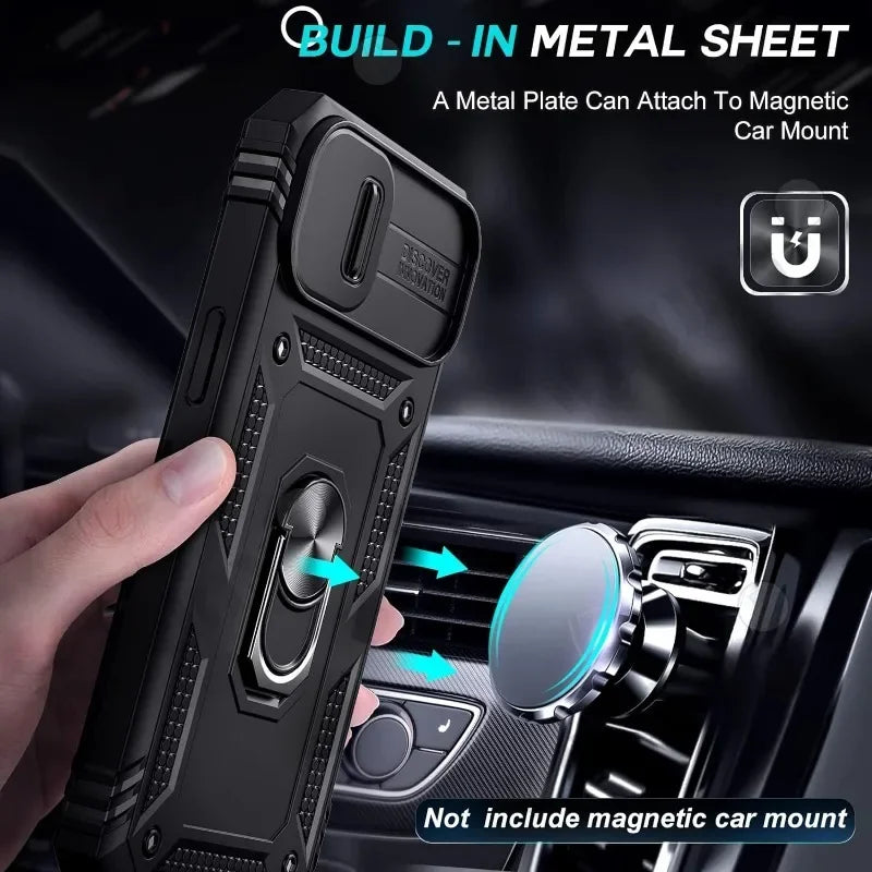 Heavy-Duty Protective Case for iPhone 7–17 Series – Full-Coverage Shock-Resistant Cover with 360° Kickstand & Camera Protection