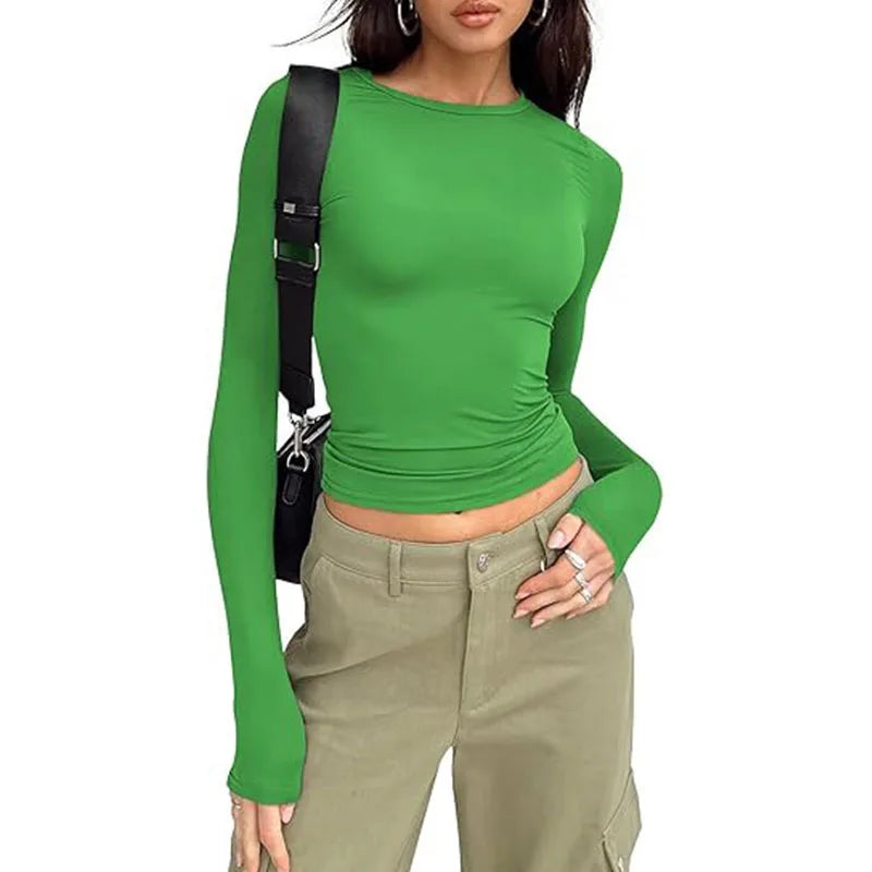 Women’s Long Sleeve Slim Fit Crew Neck Top