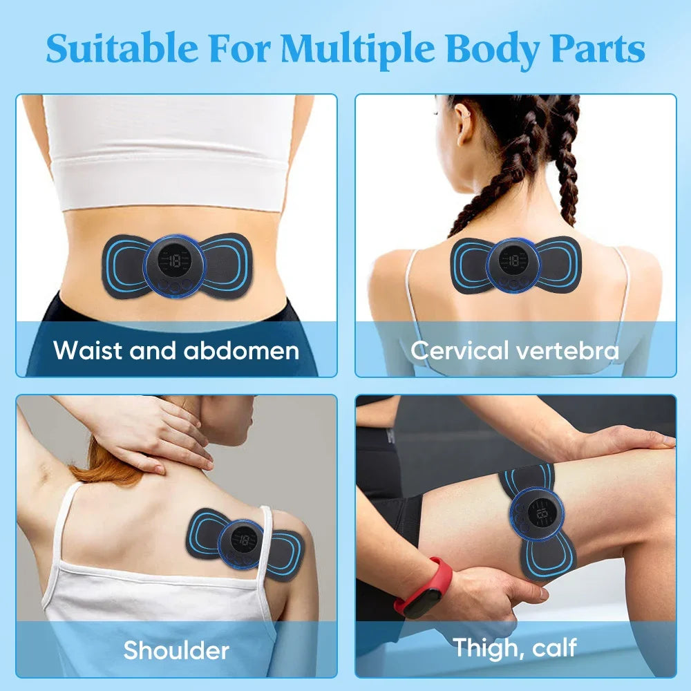 Portable EMS Neck & Body Massager – 8 Modes, 19 Intensity Levels