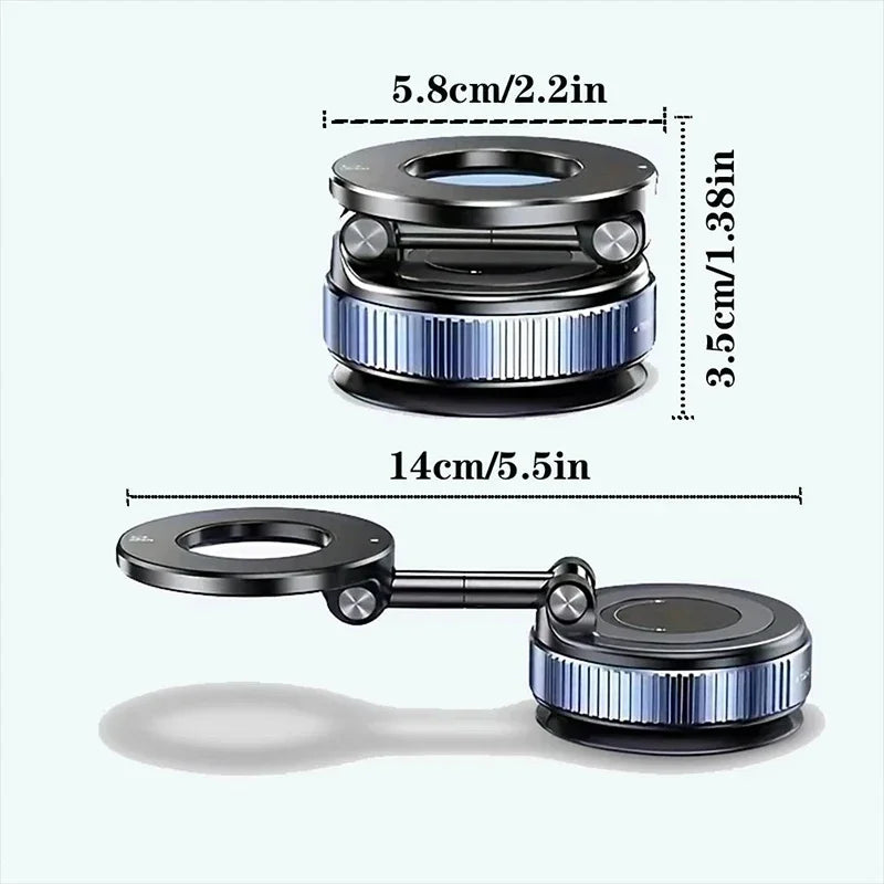 360° Magnetic Car Phone Mount – Foldable Vacuum Suction Dashboard & Windshield Holder