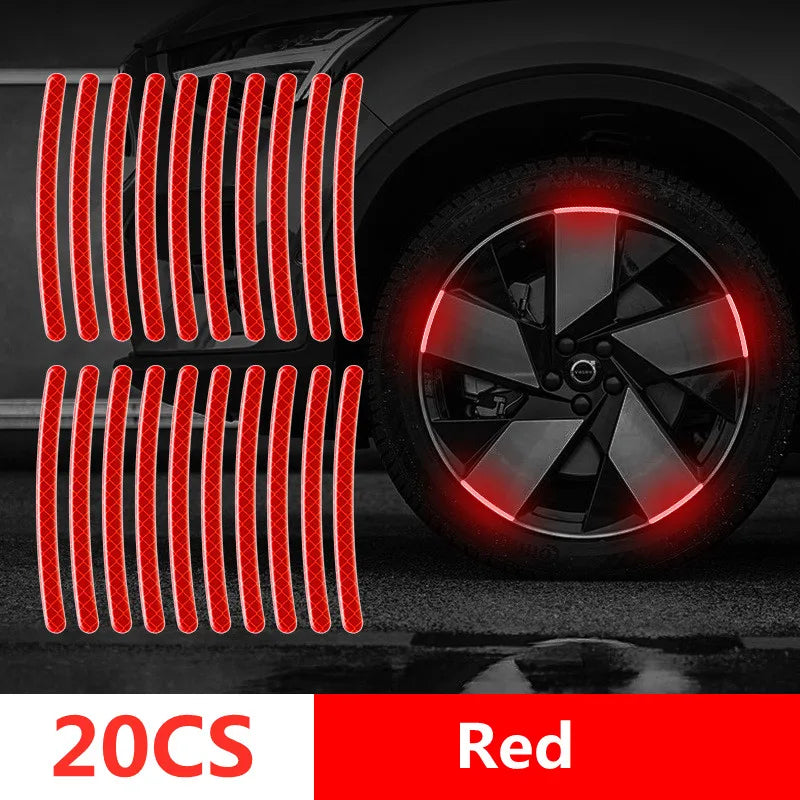 Reflective Car Safety Strips – Wheel Hub & Door Handle Warning Stickers