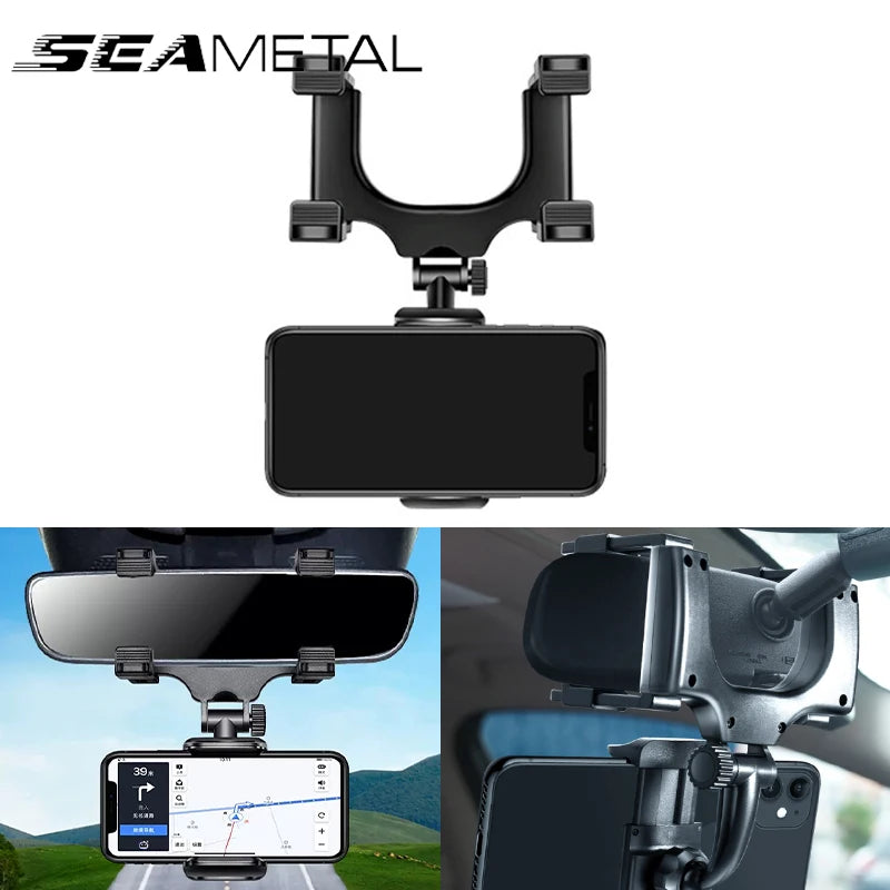 SEAMETAL Rearview Mirror Phone Holder – 360° Adjustable Car Navigation Mount