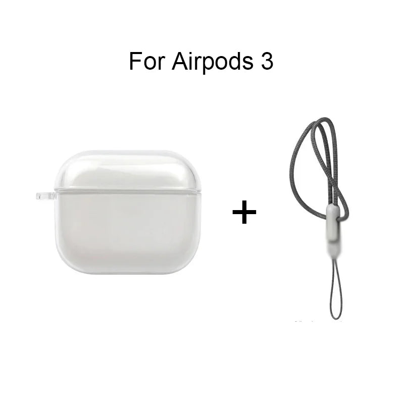 Clear TPU AirPods Case with Lanyard – Shockproof Protective Cover for AirPods